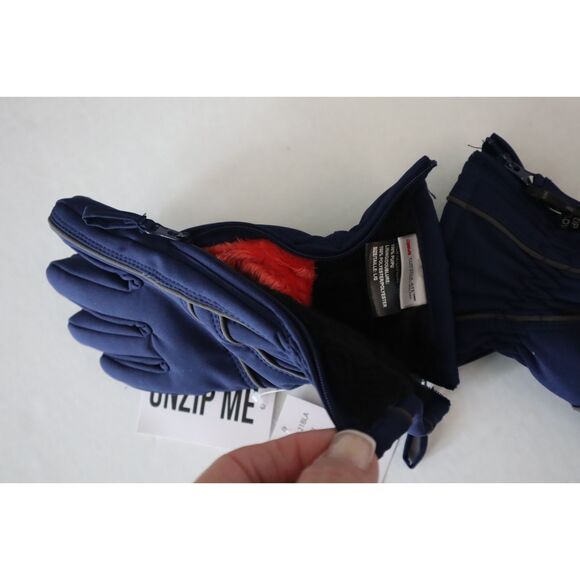 ZipGlove BGL21BLA Kid's Sz L Navy The Blake Double Zipper Winter Gloves - Picture 5 of 5